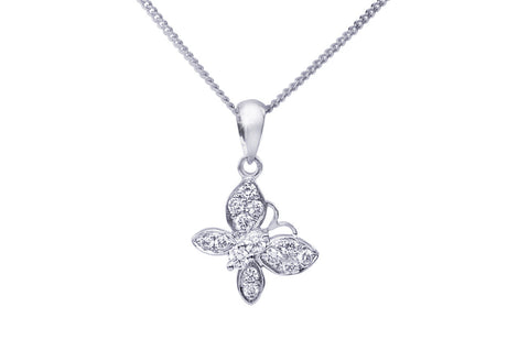 Butterfly Diamond 18K White Gold Pendant