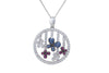Butterfly Diamond & Sapphire & Ruby 18K White Gold Pendant