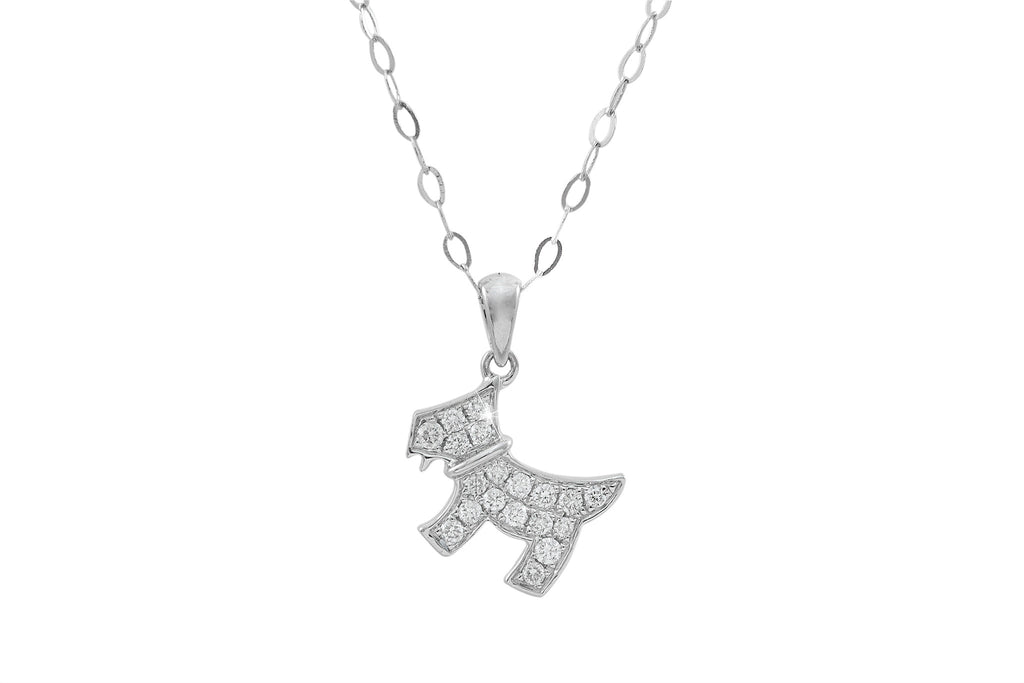 Dog Shape Diamond 18K White Gold Pendant