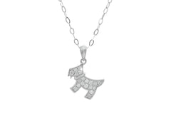 Dog Shape Diamond 18K White Gold Pendant