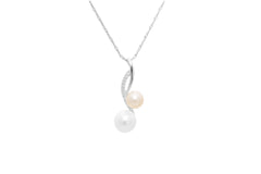 Treble Clef Shaped  Pearl and Diamond 18K White Gold Pendant