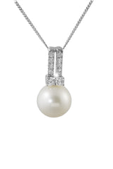 Pearl and Diamond 18K White Gold Pendant