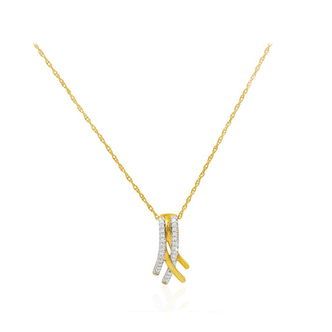 Braided Diamond 18K Yellow Gold Pendant