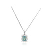 Diamond and Rectangular Aquamarine Halo 18K White Gold Pendant