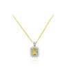 Diamond and Rectangular Yellow Sapphire Halo 18K White Gold Pendant