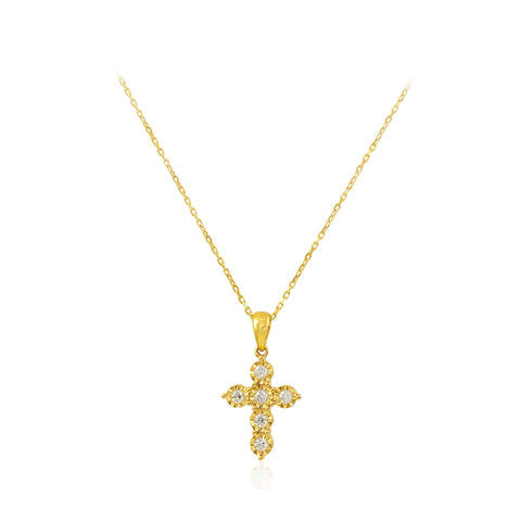 Diamond Mini Cross 18K Yellow Gold Pendant
