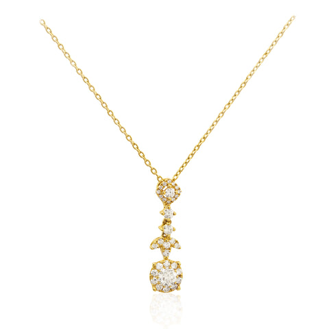 Multi Stone Diamond 18K Yellow Gold Pendant