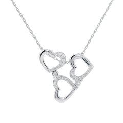 Three Hearts in One Diamond 18K White Gold Necklace