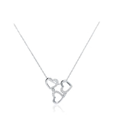Three Hearts in One Diamond 18K White Gold Necklace