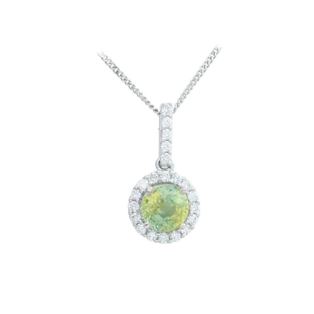Green Sapphire 18K White Gold Diamond Necklace
