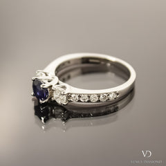 18k White Gold Diamond & Sapphire Ring