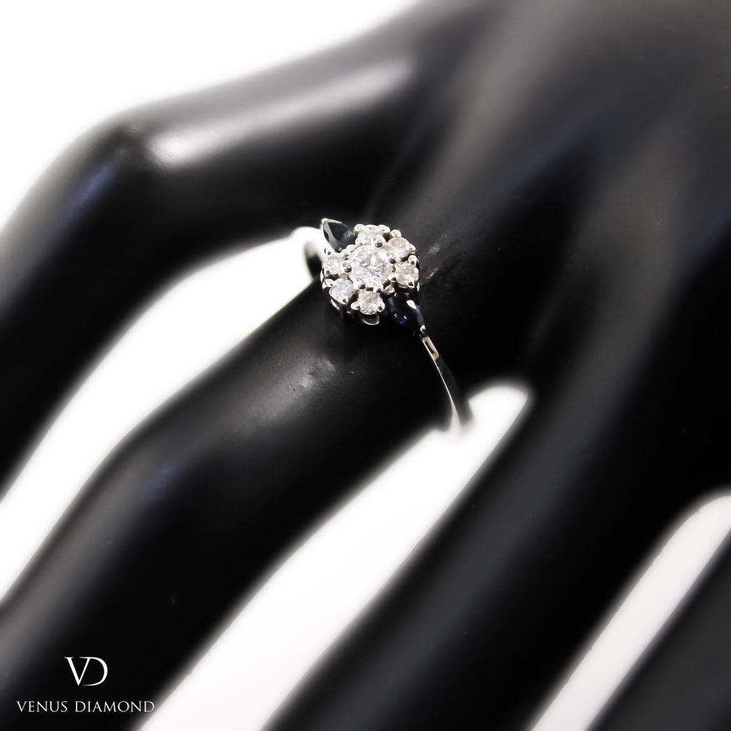 18k White Gold Diamond & Sapphire Ring