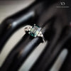 18k White Gold Diamond & Teal Sapphire Ring