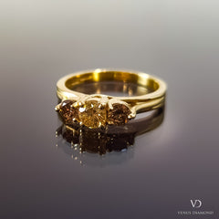 18k Yellow Gold Yellow and Cinnamon Diamond Trilogy Ring