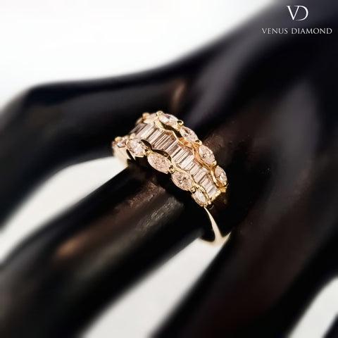 18k Yellow Gold Multi-Cut Half Eternity Ring