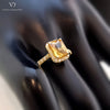 18k Yellow Gold Yellow Sapphire & Diamond Halo Ring with Diamond Shank