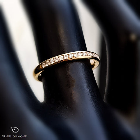 18k Rose Gold Half Eternity Channel Set Diamond Ring