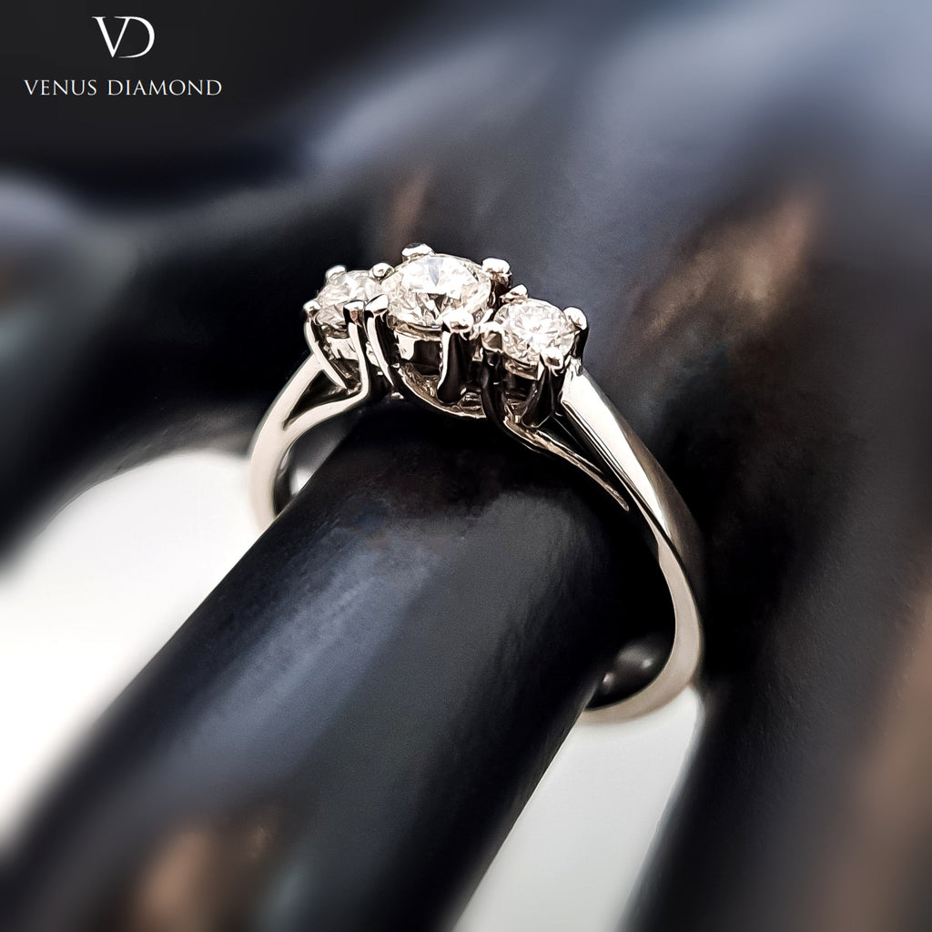 18k White Gold Diamond Trilogy Ring