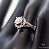 Platinum Diamond Halo Engagement Ring with Pleated Diamond Shank