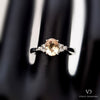 18k White Gold Peach Sapphire and Diamond Ring