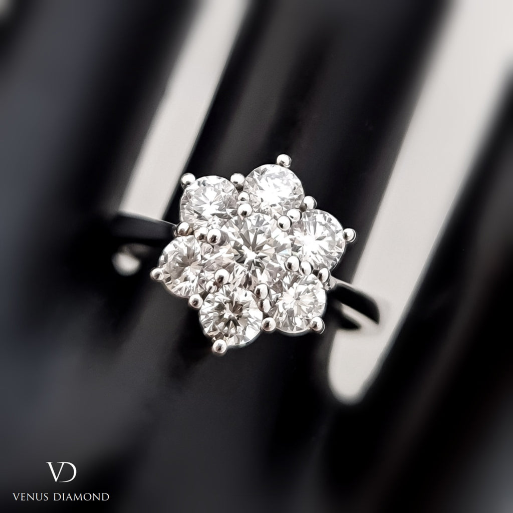 18k White Gold Diamond Cluster Ring