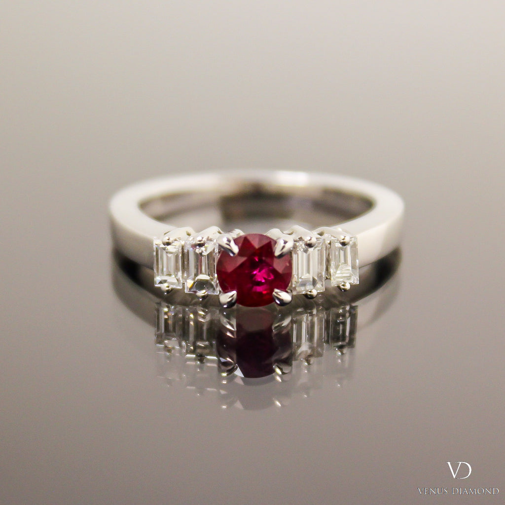 18k White Gold Ruby & Diamond Ring