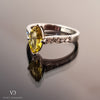 18k White Gold Marquise Cut Yellow Sapphire and Diamond Ring