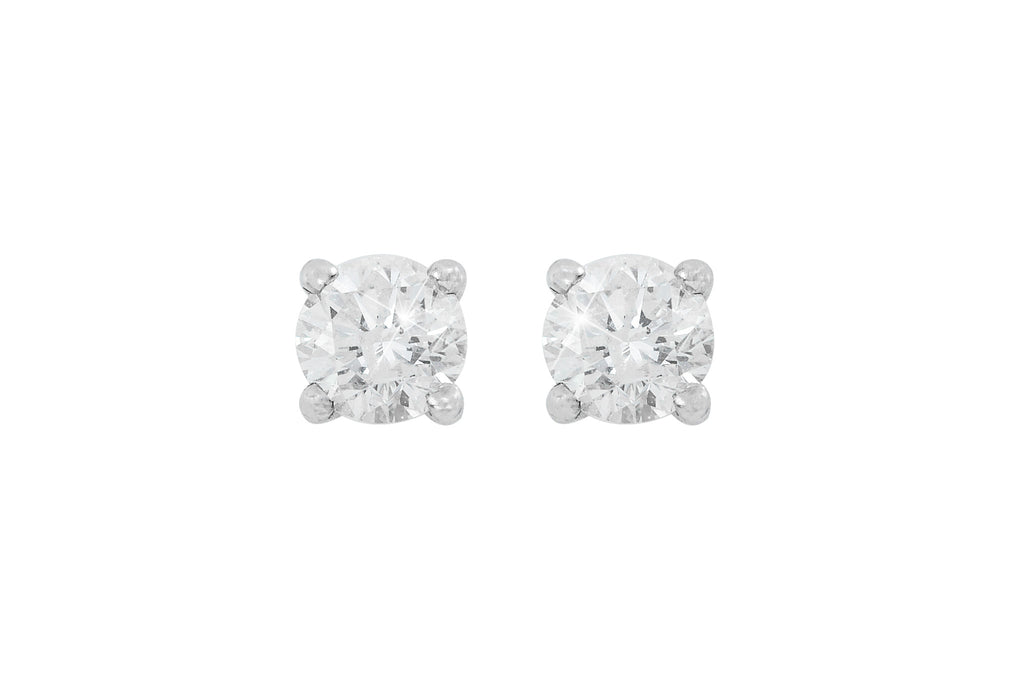 Round Brilliant Cut Diamond 18K White Gold Stud Earrings
