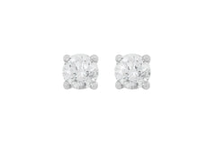Round Brilliant Cut Diamond 18K White Gold Stud Earrings