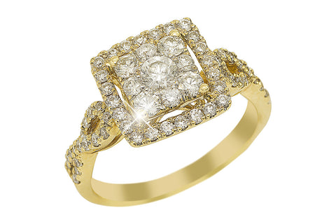 Illusion Set Diamond Halo 18K Yellow Gold Ring