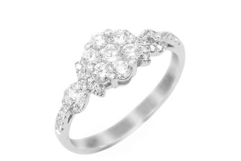 Illusion Set Diamond 18K White Gold Ring