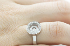 Two Row Circular Glass Faced Diamond 18K White Gold Ring - OUT OF STOCK