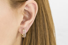 Diamond 14K Three Colour Gold Hoop Earrings