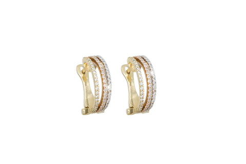 Diamond 14K Three Colour Gold Hoop Earrings