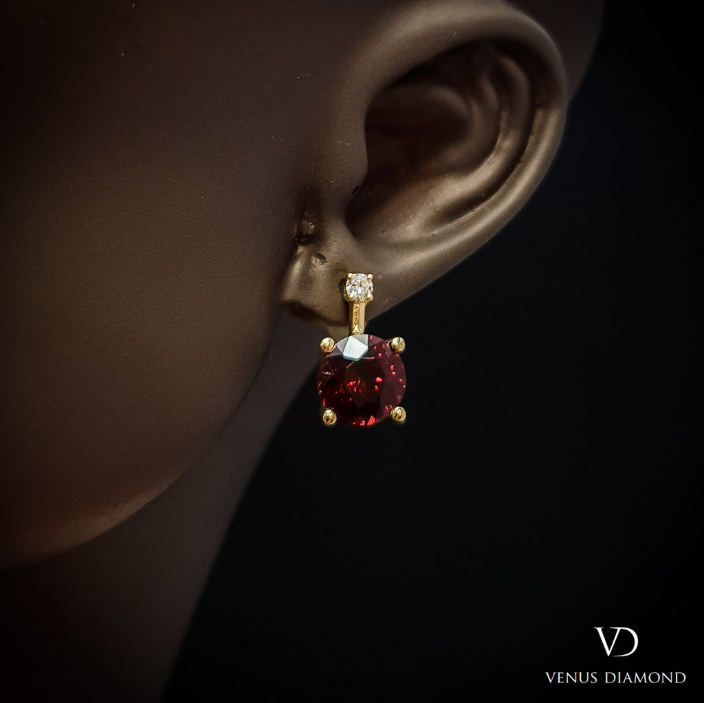 Garnet and Diamond Stud Earrings